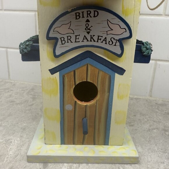 Bird and Breakfast Hand painted Wood birdhouse. 11 in x 5 in x 5 in. - Picture 2 of 8